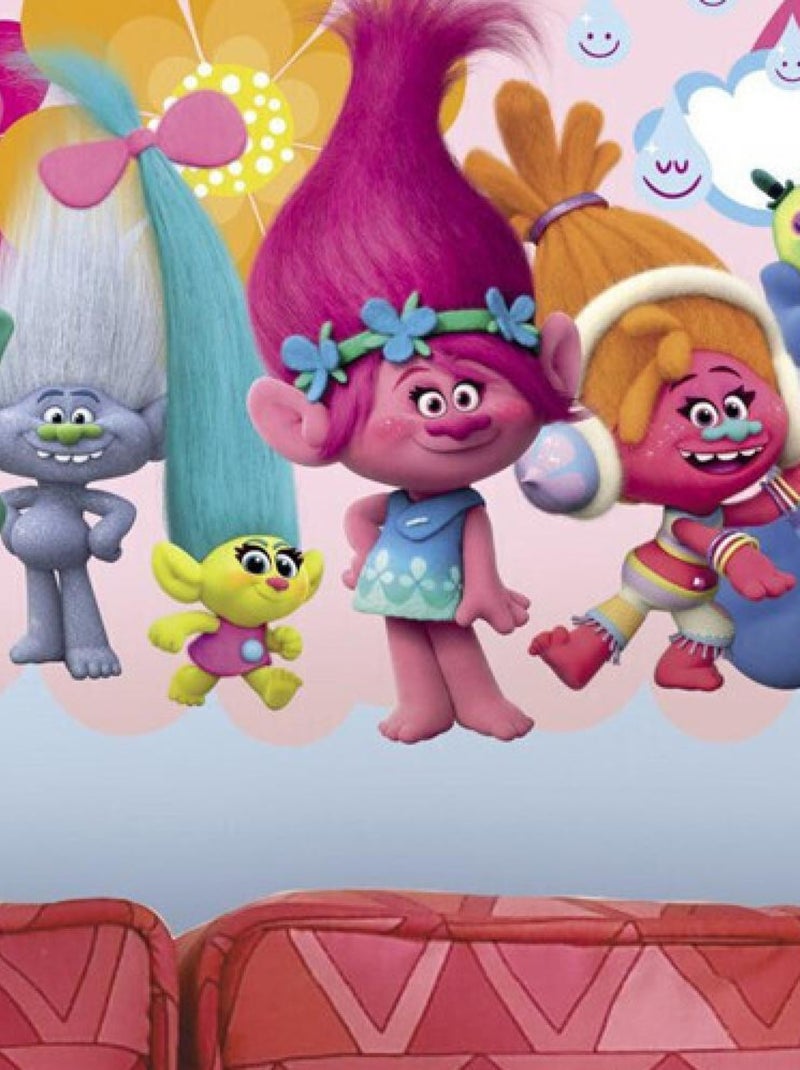 Stickers géant Les Trolls Love 41x98 Multicolore - Kiabi
