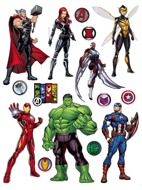 Stickers Géant Marvel Avengers 7 personnages - Planche de 65 CM x 85 CM - Kiabi