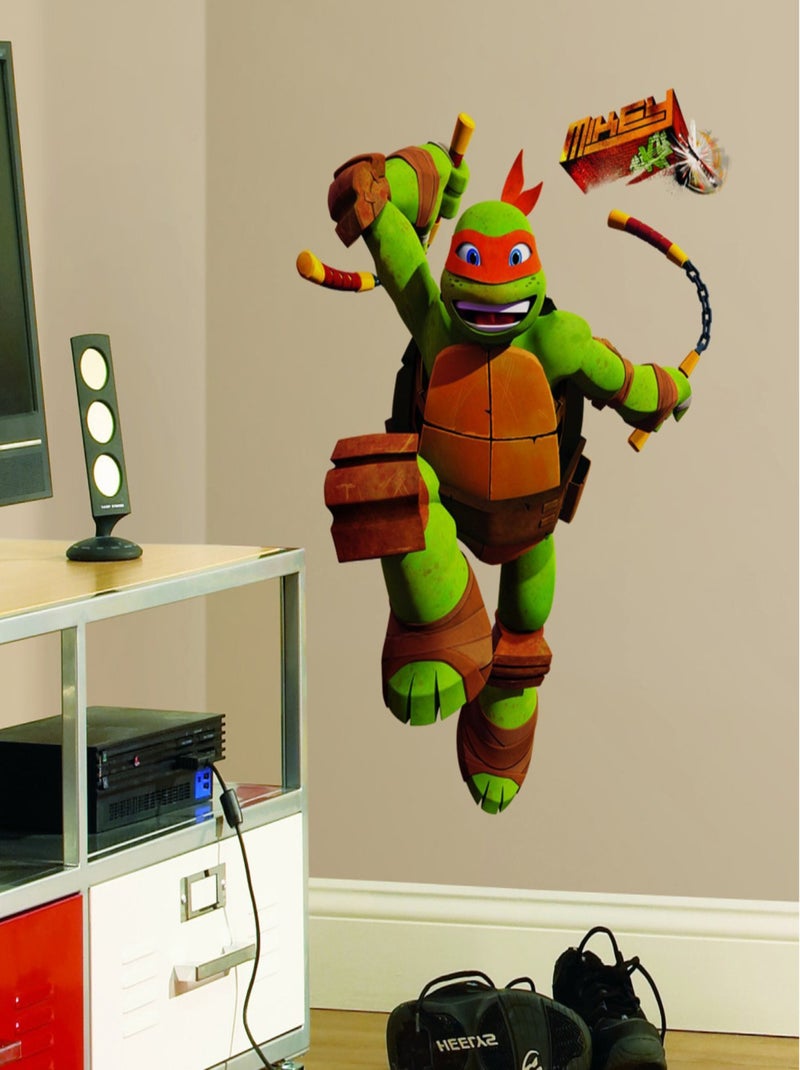 Stickers géant Michelangelo Tortues Ninja Nickelodeon H 90 CM Vert - Kiabi