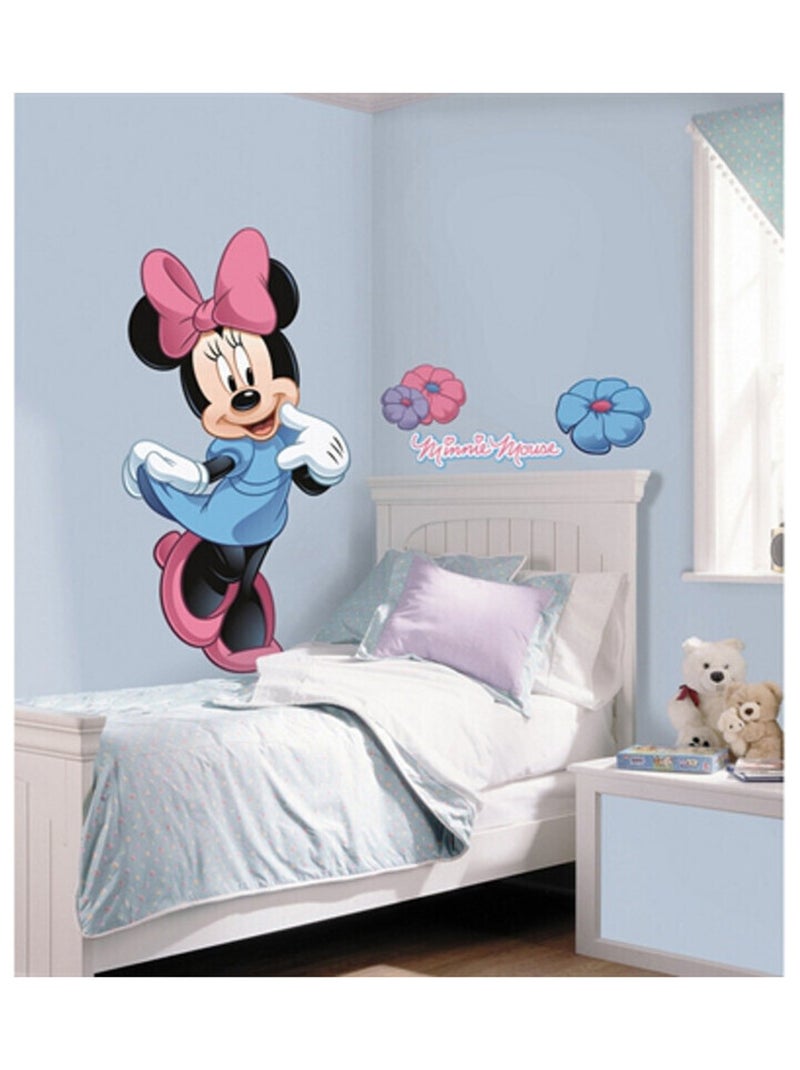 Stickers géant Minnie Mouse & Fleurs Disney Rose - Kiabi