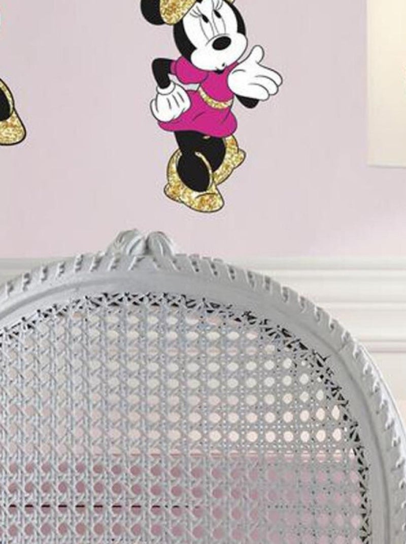 Stickers géant Minnie Mouse Glitter Disney 23x44cm Rose - Kiabi