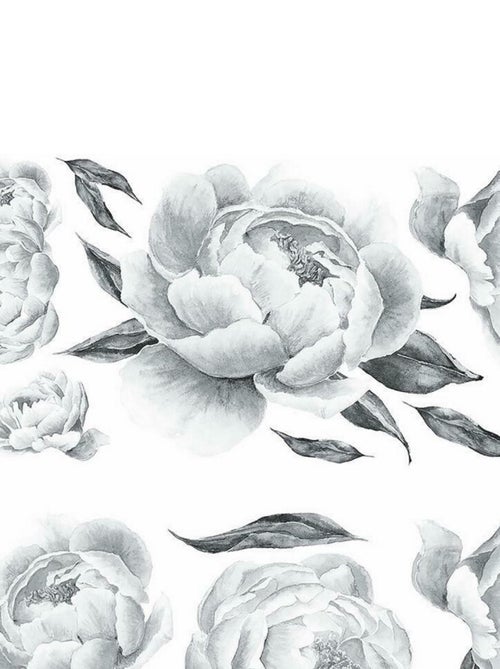 Stickers géant Pivoines noires et blanches - Kiabi