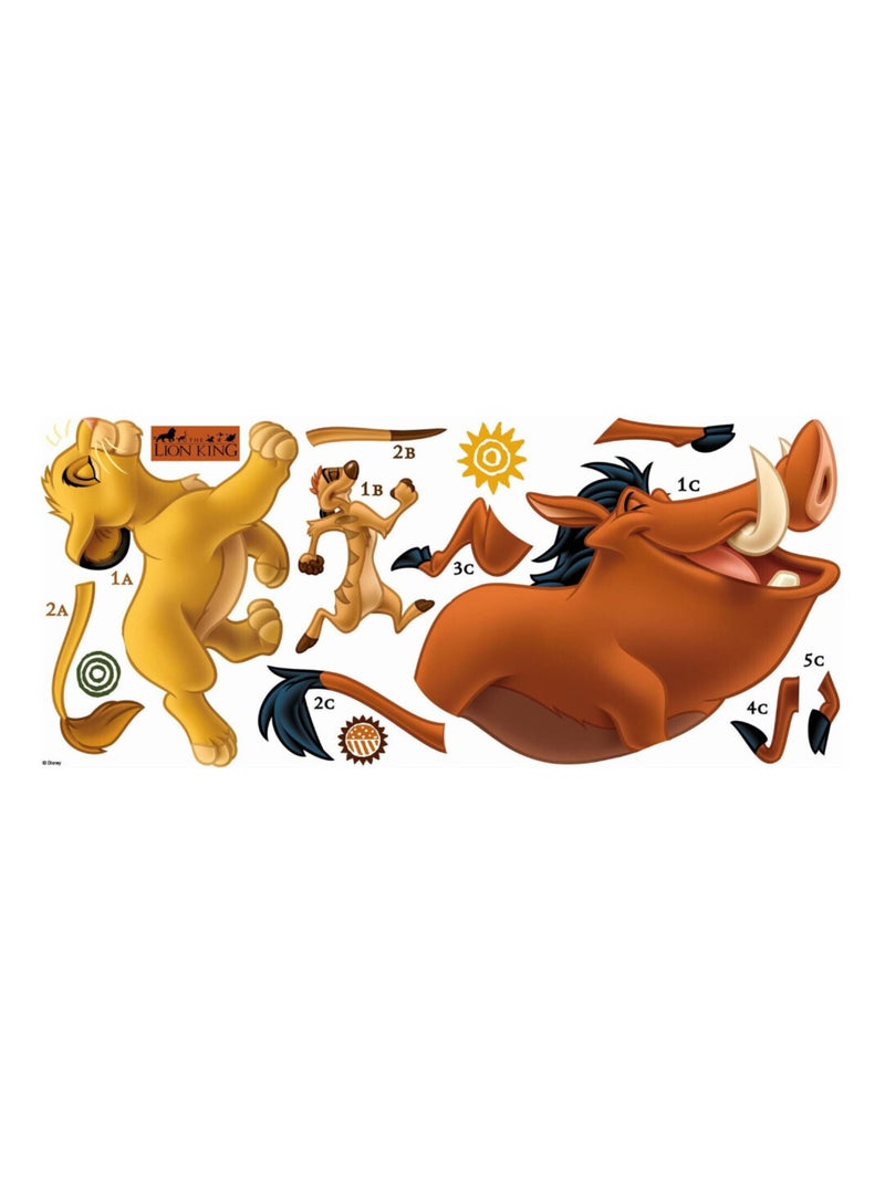 Stickers géant Simba et Timon & Pumba Roi Lion Disney Multicolore - Kiabi