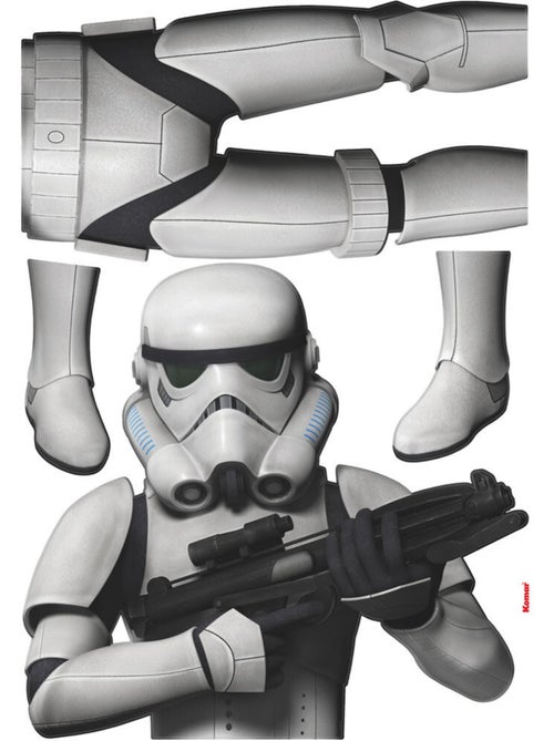 Stickers géant Stormtrooper Episode VII Star Wars vue sur mur bleu - Kiabi