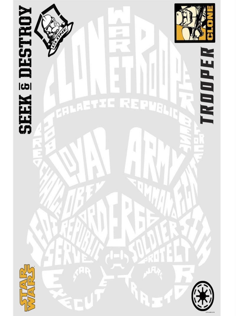 Stickers Géant Stormtrooper Typographique Star Wars Blanc - Kiabi