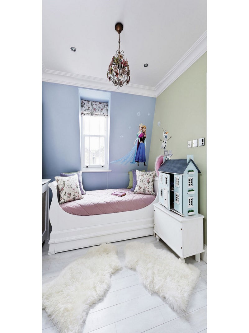 Stickers géant Trio La Reine des Neiges Disney Elsa, Anna et Olaf qui sourient 50 x 70 cm Multicolore - Kiabi