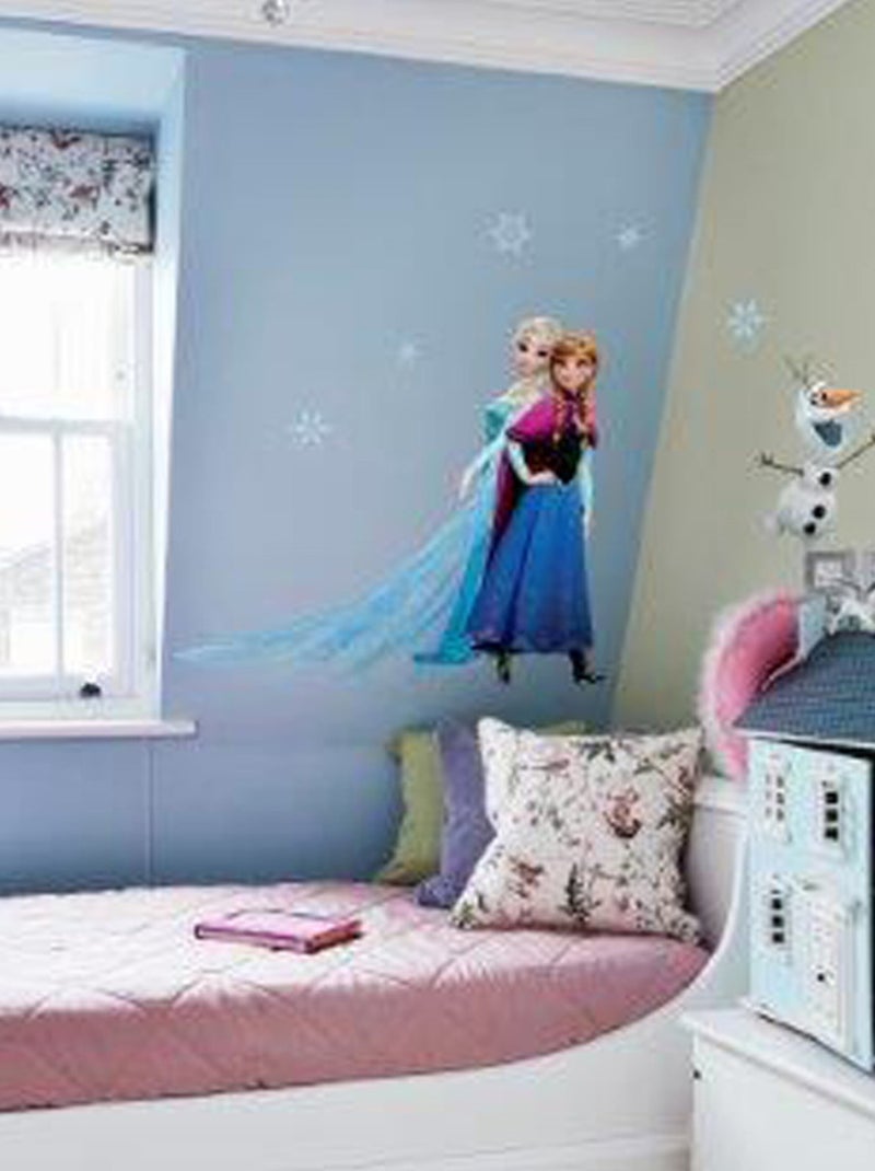 Stickers géant Trio La Reine des Neiges Disney Elsa, Anna et Olaf qui sourient 50 x 70 cm Multicolore - Kiabi