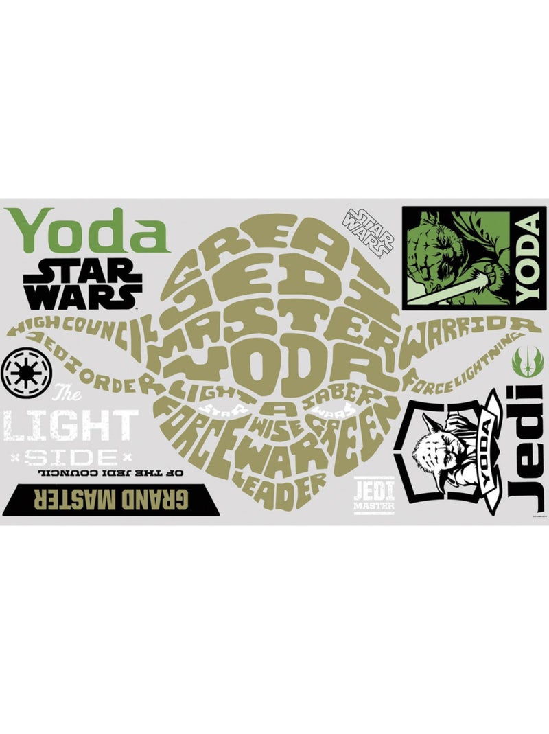 Stickers Géant Yoda Typographique Star Wars Vert - Kiabi