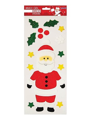Stickers gel Noël pour fenêtres - Père Noël et Houx - Kiabi