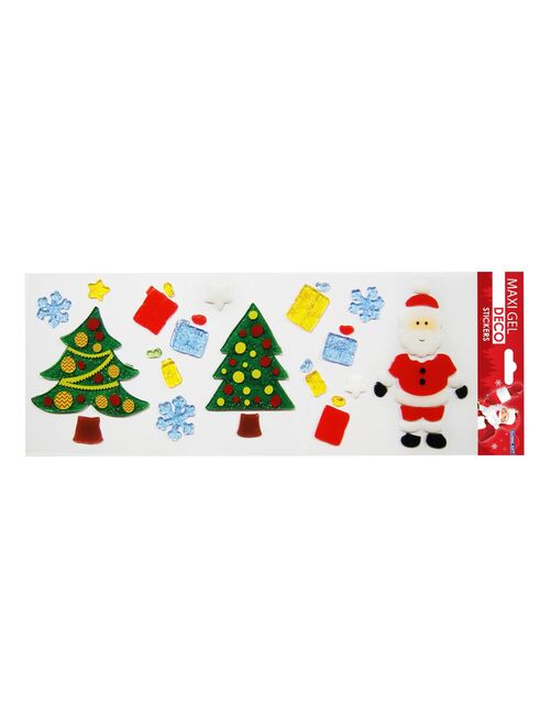 Stickers gel Noël pour fenêtres - Père Noël et Sapins - Kiabi