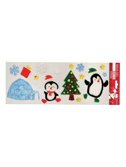 Stickers gel Noël pour fenêtres - Pingouins Patinage - Kiabi