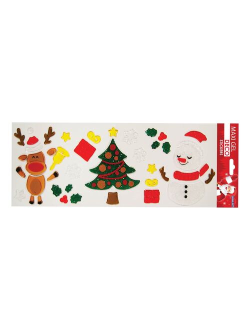 Stickers gel Noël pour fenêtres - Renne et Bonhomme de Neige - Kiabi