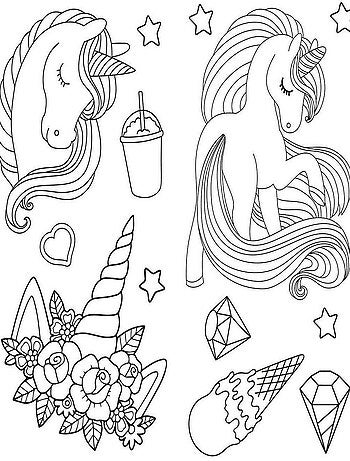 Stickers licornes à colorier