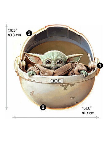 Stickers Mandalorian Bébé Yoda alias Grogu dans son berceau volant