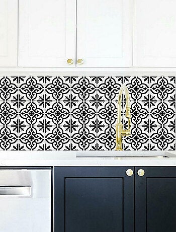 Stickers mosaïque blanc et noir
