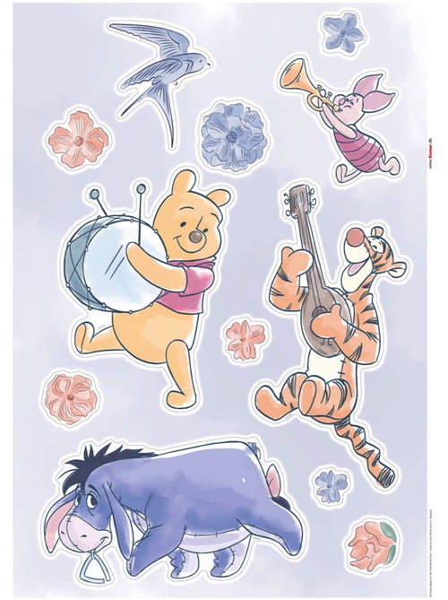 Stickers muraux- disney winnie l'ourson - flowers & music - Kiabi