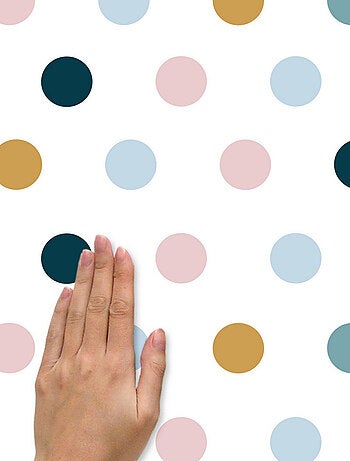 Stickers Muraux à Pois Rose, Jaune et Bleu