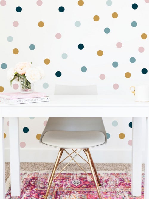 Stickers Muraux à Pois Rose, Jaune et Bleu - Kiabi