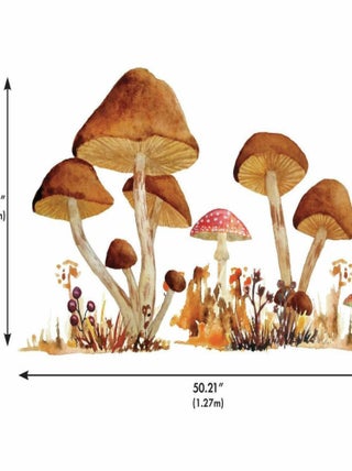 Stickers Muraux Champignons Géants et lapins 147x85 cm