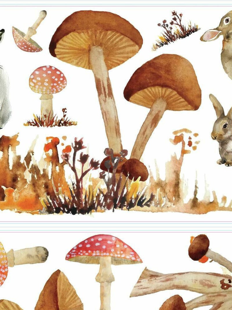 Stickers Muraux Champignons Géants et lapins 147x85 cm Marron - Kiabi