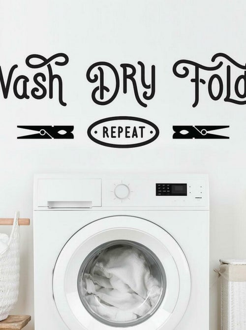 Stickers Muraux Citation -Wash, Dry, Fold- Lavez, Séchez et Pliez - Kiabi