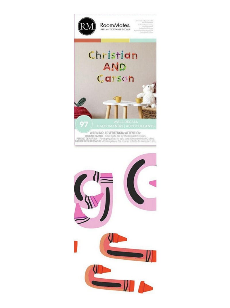 Stickers Muraux de A à Z Alphabet sous forme de Crayon Multicolore - Kiabi