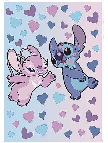 Stickers muraux Disney - Stitch et Angels en amoureux - 50x70 cm