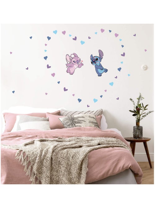 Stickers muraux Disney - Stitch et Angels en amoureux - 50x70 cm - Kiabi