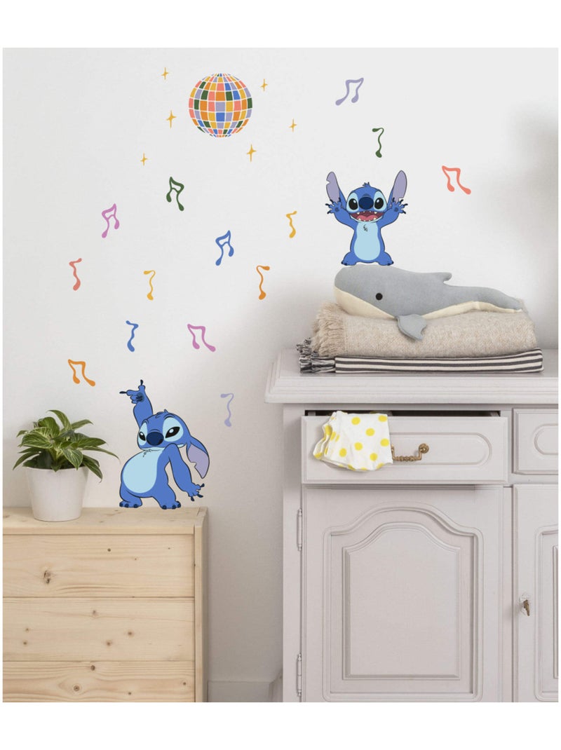 Stickers muraux Disney - Stitch musique - 50x70 cm Multicolore - Kiabi