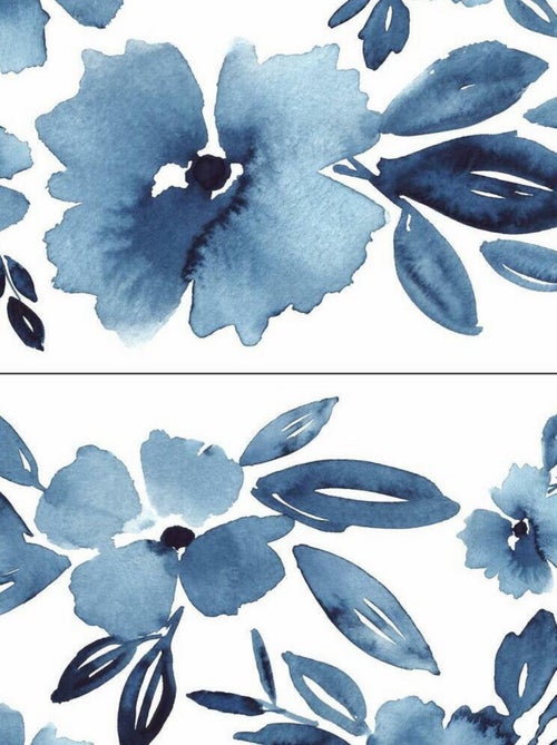 Stickers muraux géant fleurs bleues - Kiabi