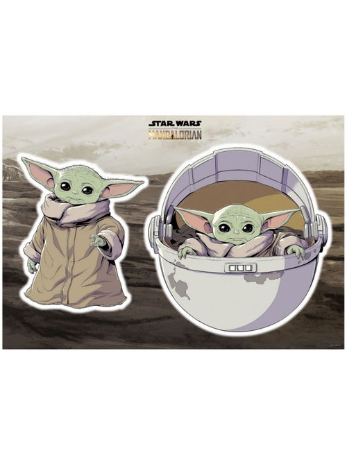 Stickers Muraux géant Mandolorian Bébé Yoda Grogu -The Child- Star Wars 50 x 70 cm - Kiabi
