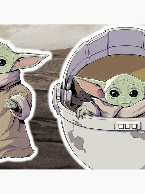 Stickers Muraux géant Mandolorian Bébé Yoda Grogu -The Child- Star Wars 50 x 70 cm - Kiabi