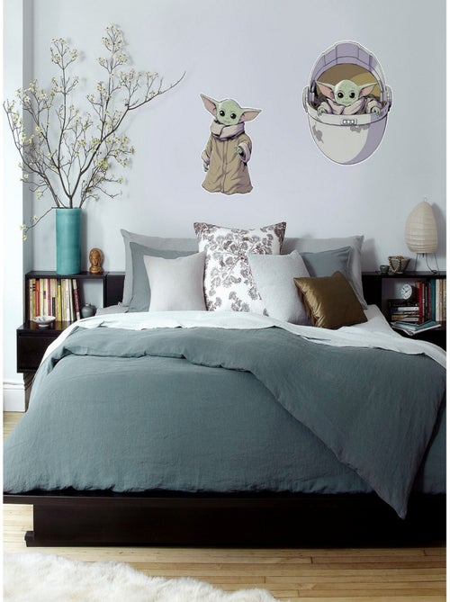 Stickers Muraux géant Mandolorian Bébé Yoda Grogu -The Child- Star Wars 50 x 70 cm - Kiabi