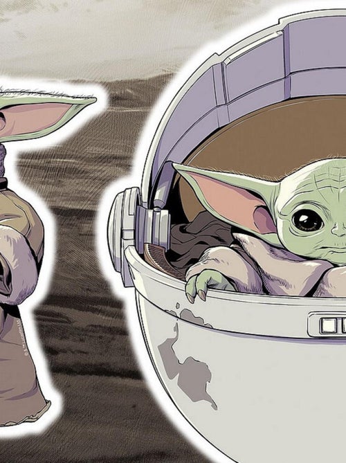 Stickers Muraux géant Mandolorian Bébé Yoda Grogu -The Child- Star Wars 50 x 70 cm - Kiabi