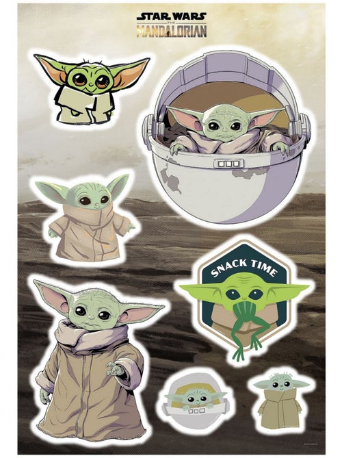 Stickers Muraux géant Mandolorian Bébé Yoda Grogu -The Child Cluster- Star Wars 50 x 70 cm - Kiabi