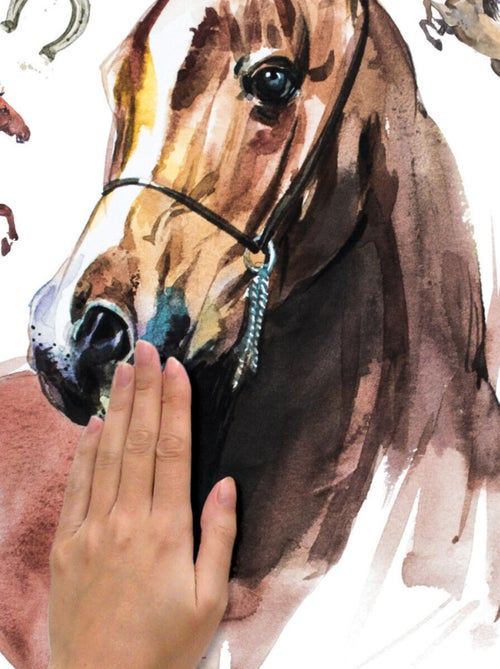 Stickers Muraux Géants Chevaux Sauvages à l'aquarelle - Kiabi