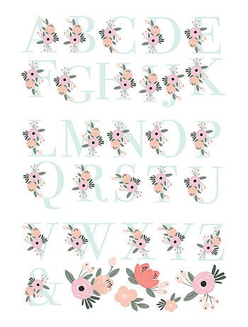 Stickers Muraux Géants Monogramme Floral