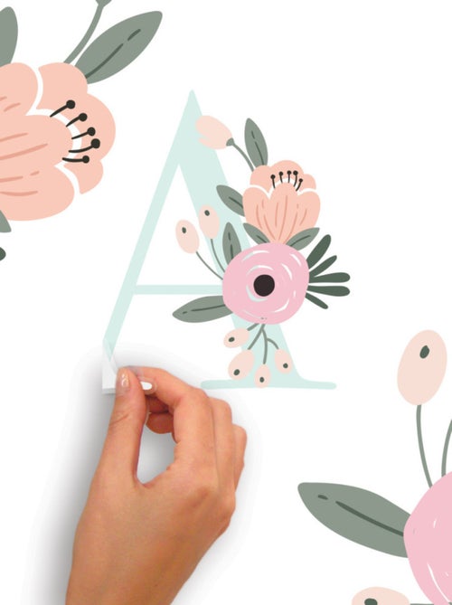Stickers Muraux Géants Monogramme Floral - Kiabi