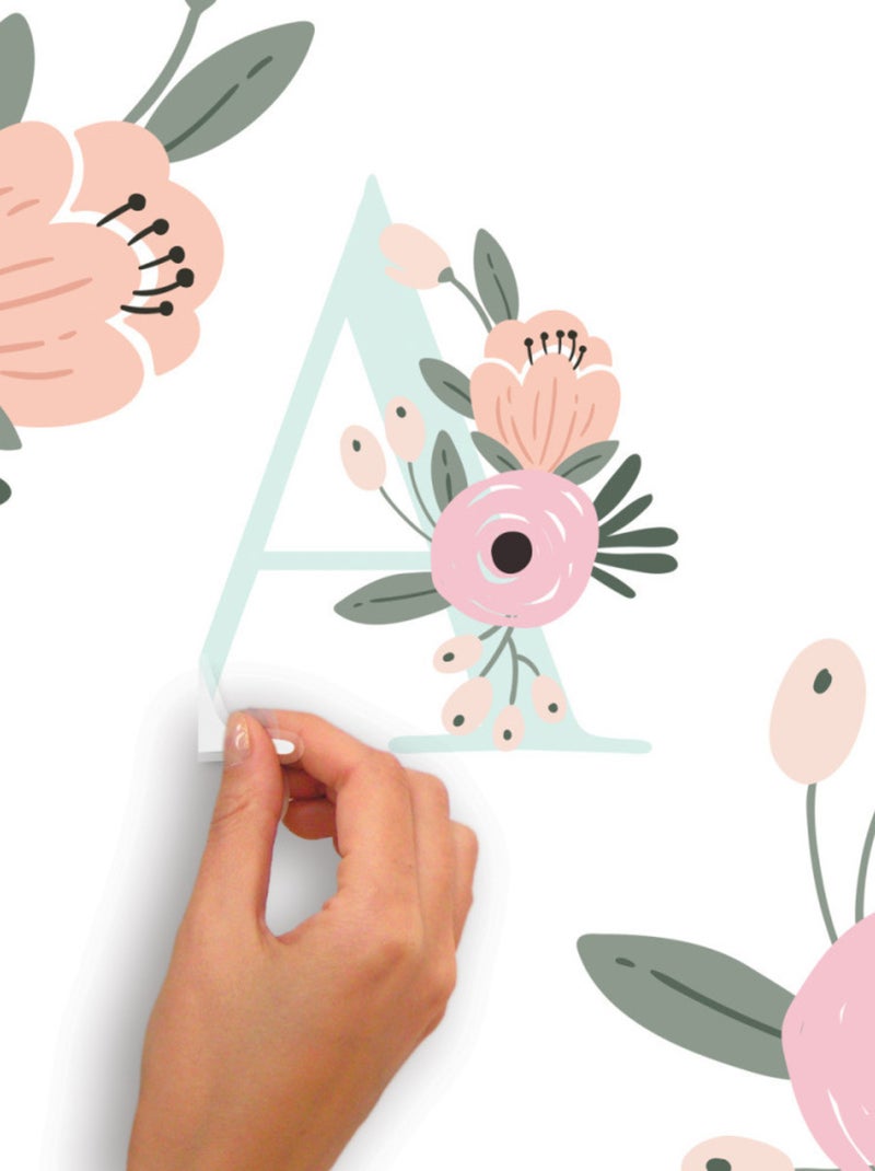 Stickers Muraux Géants Monogramme Floral Multicolore - Kiabi