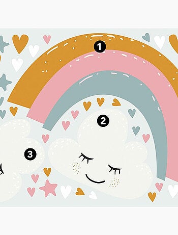Stickers muraux Géants Motifs cœurs et arc-en-ciel