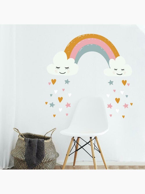 Stickers muraux Géants Motifs cœurs et arc-en-ciel - Kiabi