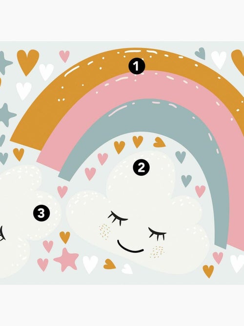 Stickers muraux Géants Motifs cœurs et arc-en-ciel - Kiabi