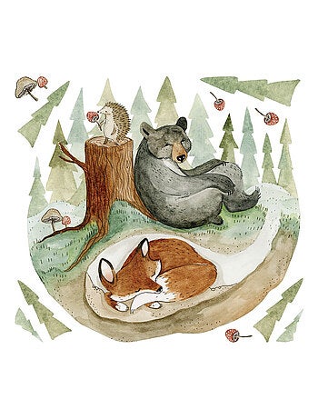 Stickers Muraux Géants Renard et Amis