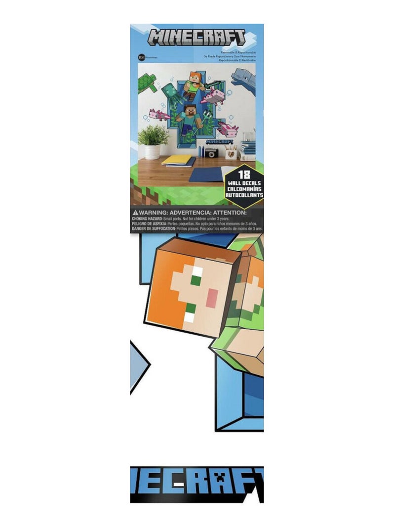 Stickers muraux géants repositionnables Minecraft Multicolore - Kiabi