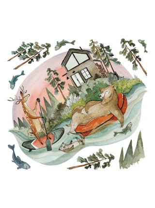 Stickers Muraux Géants Rivière Paisible et Amis