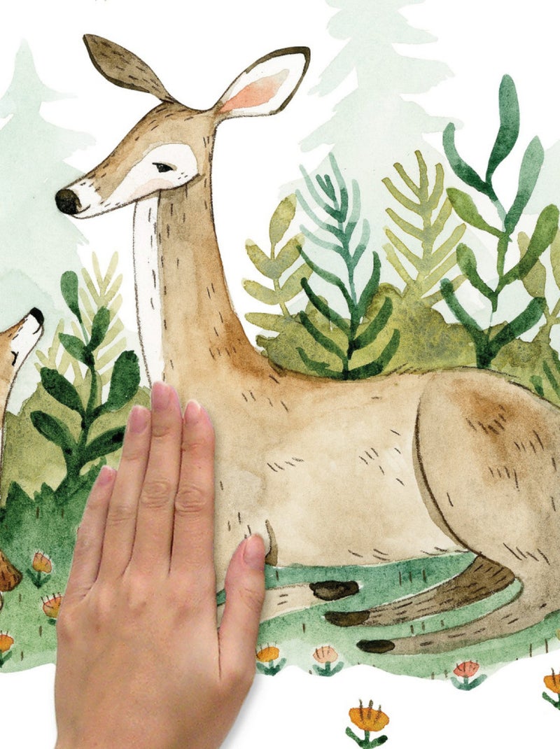 Stickers Muraux Géants Woodland Animaux Maman et Bébé Multicolore - Kiabi