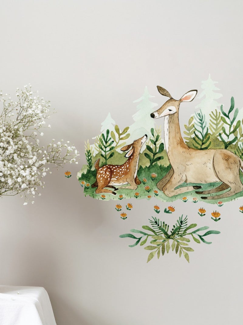 Stickers Muraux Géants Woodland Animaux Maman et Bébé Multicolore - Kiabi