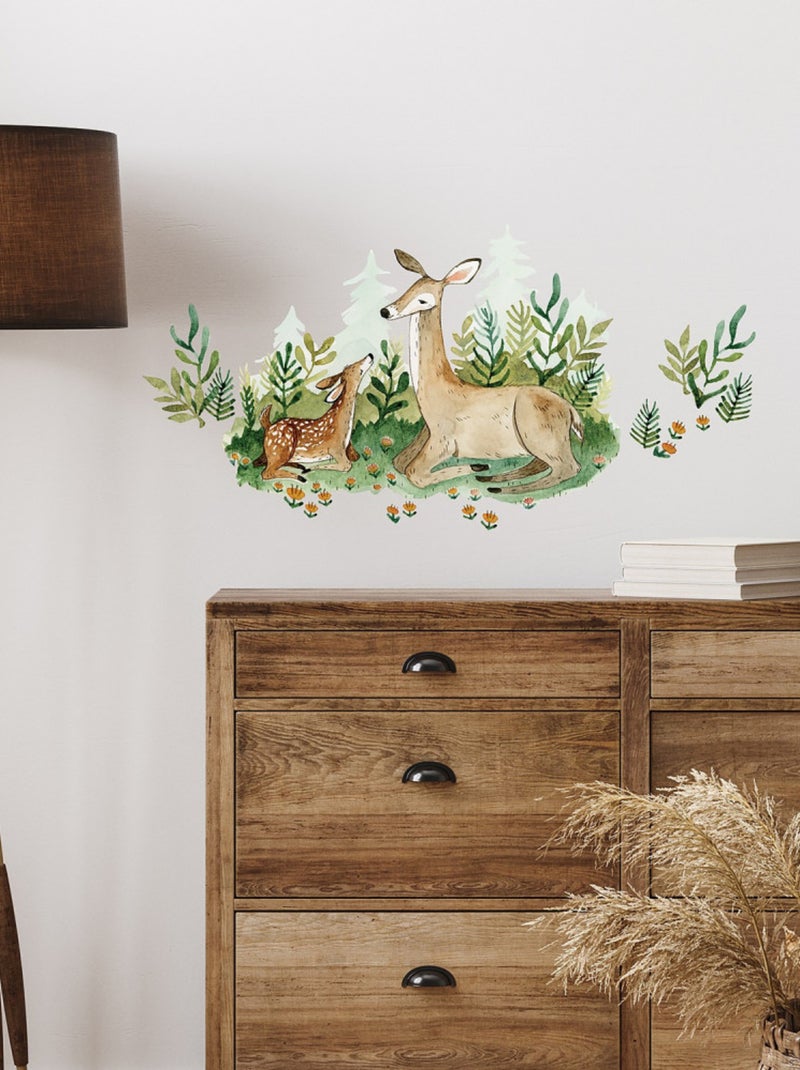 Stickers Muraux Géants Woodland Animaux Maman et Bébé Multicolore - Kiabi