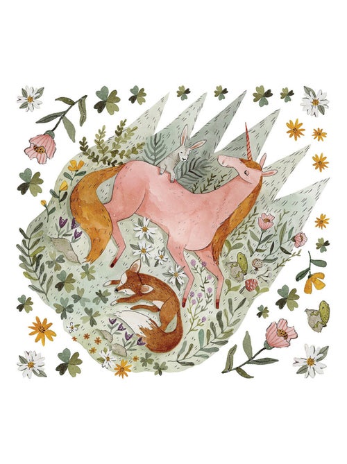 Stickers Muraux Géants Woodland Licorne Magique et Renard - Kiabi