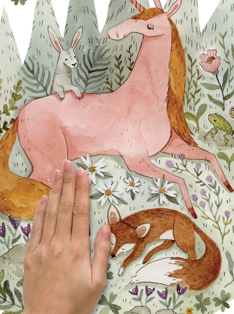 Stickers Muraux Géants Woodland Licorne Magique et Renard Multicolore - Kiabi